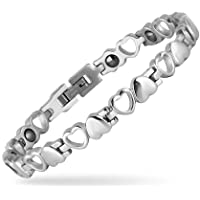 Pulseras magnéticas para mujeres y hombres- 21 cm de longitud ajustable Diseño elegante del patrón del corazón Pulseras…